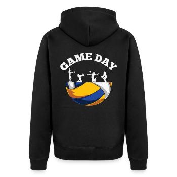 Volleyball Zitat Volleyball Spieltag Vibes silhoue - Unisex Premium Bio Zip Hoodie - Schwarz - Hinten - Nico (187cm)