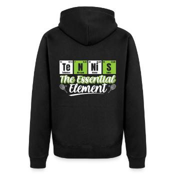 Tennis Zitat Tennis Das wesentliche Element - Unisex Premium Bio Zip Hoodie - Schwarz - Hinten - Nico (187cm)