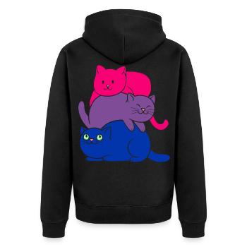 Bisexual Pride Cat Bisexual Cute Cats Pile - Unisex Premium Bio Zip Hoodie - Schwarz - Hinten - Nico (187cm)