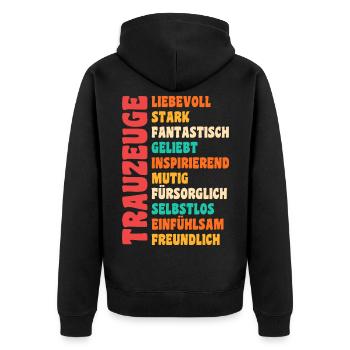 Junggesellinnenabschied Trauzeuge - Unisex Premium Bio Zip Hoodie - Schwarz - Hinten - Nico (187cm)