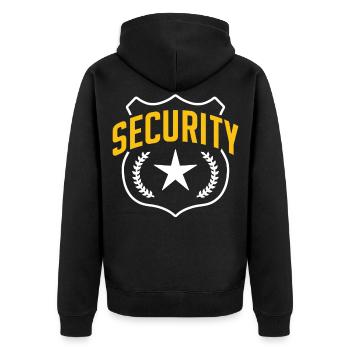 Security Bouncer Security Security Guard - Unisex Premium Organic Zip Hoodie - black - Back - Nico (187cm)