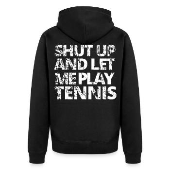 tennis / Tennis / Tennis spieler / Tennis Spielen - Unisex Premium Bio Zip Hoodie - Schwarz - Hinten - Nico (187cm)