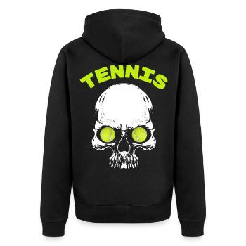 tennis / Tennis / Tennis spieler / Tennis Spielen - Unisex Premium Bio Zip Hoodie - Schwarz - Hinten - Nico (187cm)