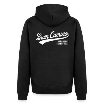 Buen Camino de Santiago de Compostela - Unisex Premium Bio Zip Hoodie - Schwarz - Hinten - Nico (187cm)