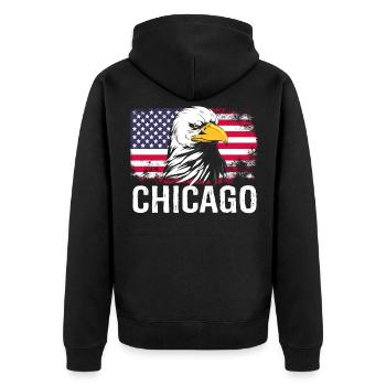 Chicago - Unisex Premium Organic Zip Hoodie - black - Back - Nico (187cm)