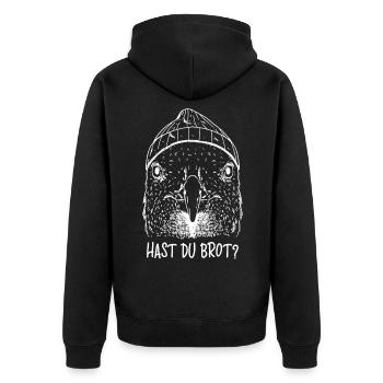 Hast Du Brot Möwe - Unisex Premium Bio Zip Hoodie - Schwarz - Hinten - Nico (187cm)
