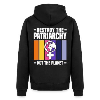 Feminism Equality Women's Power Slogan - Unisex Premium Organic Zip Hoodie - black - Back - Nico (187cm)