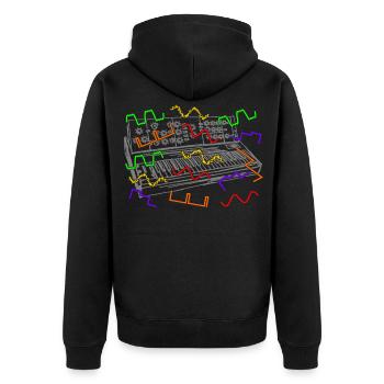 Synthesizer Analog Synth Synthesizers - Unisex Premium Bio Zip Hoodie - Schwarz - Hinten - Nico (187cm)