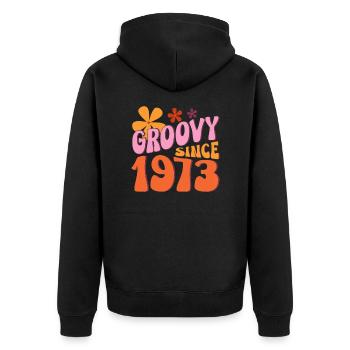 Groovy Seit 1973 Geburtstag - Unisex Premium Bio Zip Hoodie - Schwarz - Hinten - Nico (187cm)