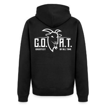 GOAT Greatest Of All Time G.O.A.T. - Unisex Premium Organic Zip Hoodie - black - Back - Nico (187cm)