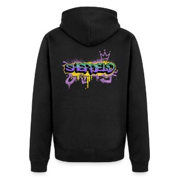 Sheffield England UK City Graffiti Spray Sprayer - Unisex Premium Organic Zip Hoodie - black - Back - Nico (187cm)