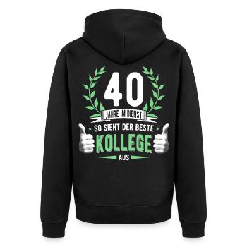 40 Jahre Dienst Kollege Dienstjubiläum Kollegin - Unisex Premium Bio Zip Hoodie - Schwarz - Hinten - Nico (187cm)