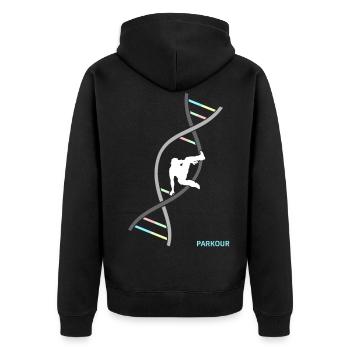 Parkour Freerunning Backflip Freestyle Acrobatics - Unisex Premium Organic Zip Hoodie - black - Back - Nico (187cm)