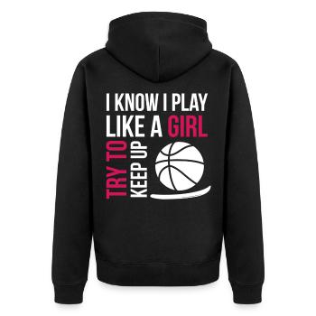 Basketballer Basketball Basketballmanschaft - Unisex Premium Bio Zip Hoodie - Schwarz - Hinten - Nico (187cm)