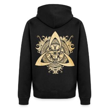 Triquetra Viking Compass Vegvisir Nœud Ornement - Veste à capuche bio Premium Unisexe - noir - Dos - Nico (187cm)