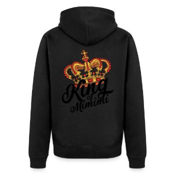 Sarkastischer König King of mimimi Statement Krone - Unisex Premium Bio Zip Hoodie - Schwarz - Hinten - Nico (187cm)