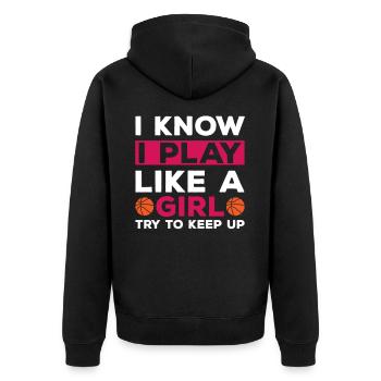 Basketballer Basketball Basketballmanschaft - Unisex Premium Bio Zip Hoodie - Schwarz - Hinten - Nico (187cm)