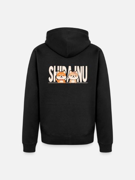Shiba Inu Retro - Unisex Premium Organic Zip Hoodie - black