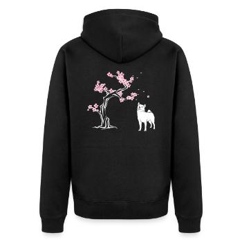 Shiba Inu Fleur de cerisier japonais Sakura - Veste à capuche bio Premium Unisexe - noir - Dos - Nico (187cm)