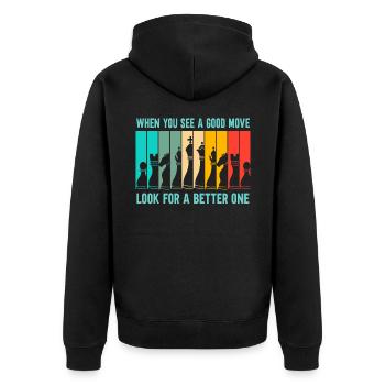 Schach Suche nach einem besseren Zug - Unisex Premium Bio Zip Hoodie - Schwarz - Hinten - Nico (187cm)