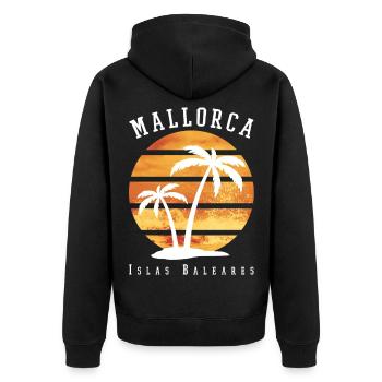 Mallorca Summer Sun Beach Sea Palms Party - Unisex Premium Organic Zip Hoodie - black - Back - Nico (187cm)