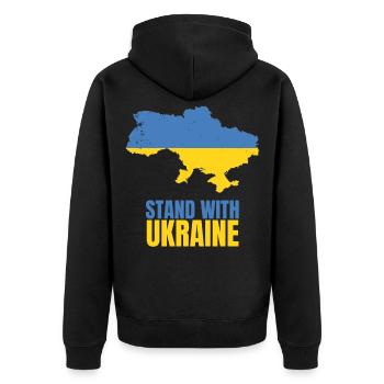 Stand avec Ukraine Vintage Ukraine Flag - Veste à capuche bio Premium Unisexe - noir - Dos - Nico (187cm)