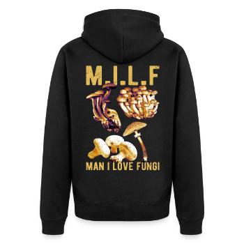 Man I Love Fungi Pilzsammler Pilze Pilzzüchter - Unisex Premium Bio Zip Hoodie - Schwarz - Hinten - Nico (187cm)