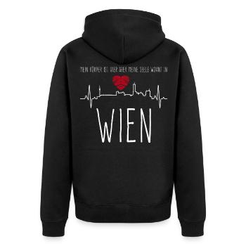 Vienna Architecture ECG Building Heart Viennese - Unisex Premium Organic Zip Hoodie - black - Back - Nico (187cm)
