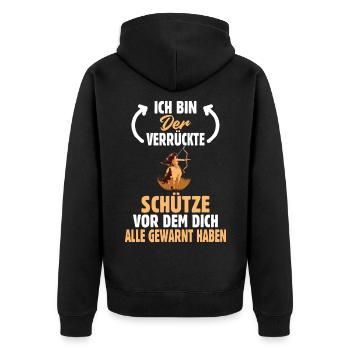 Sternzeichen Schütze - Unisex Premium Bio Zip Hoodie - Schwarz - Hinten - Nico (187cm)