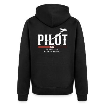 Airplane Pilot Future Pilot - Unisex Premium Bio Zip Hoodie - Schwarz - Hinten - Nico (187cm)