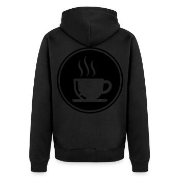 Coffee cup - Unisex Premium Organic Zip Hoodie - black - Back - Nico (187cm)