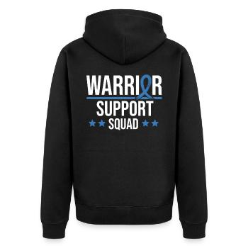 Brustkrebs Support Squad Pink - Unisex Premium Bio Zip Hoodie - Schwarz - Hinten - Nico (187cm)