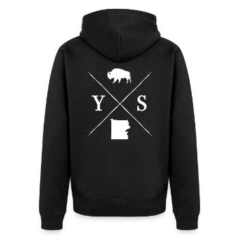 Yellowstone - Unisex Premium Bio Zip Hoodie - Schwarz - Hinten - Nico (187cm)