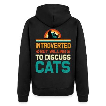 Introverted But Willing to Discuss Cats, Funny - Unisex Premium Organic Zip Hoodie - black - Back - Nico (187cm)