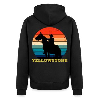 Yellowstone Vintage rétro Cowboy - Veste à capuche bio Premium Unisexe - noir - Dos - Nico (187cm)