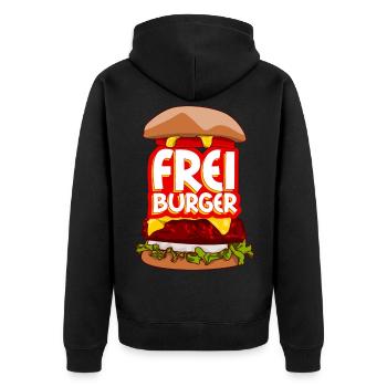 Freiburg Burger Freiburger - Unisex Premium Bio Zip Hoodie - Schwarz - Hinten - Nico (187cm)