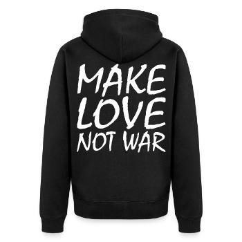 Make love not war - Unisex Premium Bio Zip Hoodie - Schwarz - Hinten - Nico (187cm)