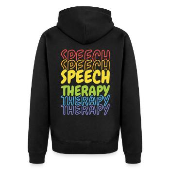 Language Pathologist Speech Pathologist - Unisex Premium Bio Zip Hoodie - Schwarz - Hinten - Nico (187cm)