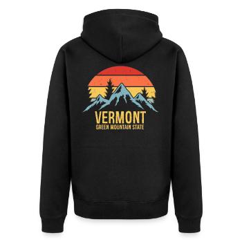 Vermont - Unisex Premium Organic Zip Hoodie - black - Back - Nico (187cm)