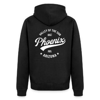 Phoenix Arizona - Unisex Premium Bio Zip Hoodie - Schwarz - Hinten - Nico (187cm)