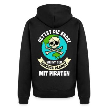 Pirat Piraten - Unisex Premium Bio Zip Hoodie - Schwarz - Hinten - Nico (187cm)