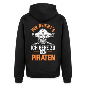 Pirat Piraten - Unisex Premium Bio Zip Hoodie - Schwarz - Hinten - Nico (187cm)