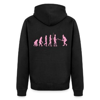 Field Hockey Evolution - Unisex Premium Organic Zip Hoodie - black - Back - Nico (187cm)