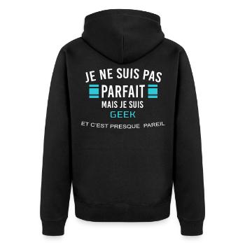 je ne suis pas parfait GEEK - Veste à capuche bio Premium Unisexe - noir - Dos - Nico (187cm)