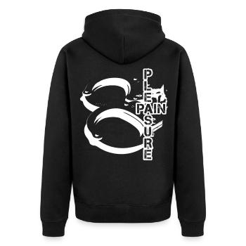 Schmerzen genießen BDSM Handschellen - Unisex Premium Bio Zip Hoodie - Schwarz - Hinten - Nico (187cm)
