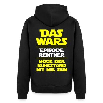 Das Wars - Rentner 2022 Rente Ruhestand - Unisex Premium Bio Zip Hoodie - Schwarz - Hinten - Nico (187cm)