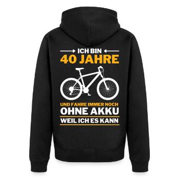 40 Jahre 40. Geburtstag Fahrrad ohne Akku - Unisex Premium Bio Zip Hoodie - Schwarz - Hinten - Nico (187cm)