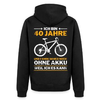 40 Jahre 40. Geburtstag Fahrrad ohne Akku - Unisex Premium Bio Zip Hoodie - Schwarz - Hinten - Nico (187cm)