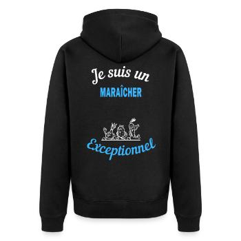 Je suis un Exceptionnel MARAÎCHER - Veste à capuche bio Premium Unisexe - noir - Dos - Nico (187cm)