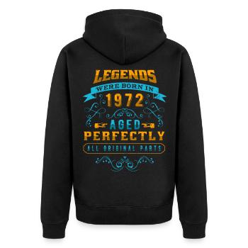 Legends were born in 1972 Birthday - Unisex Premium Organic Zip Hoodie - black - Back - Nico (187cm)